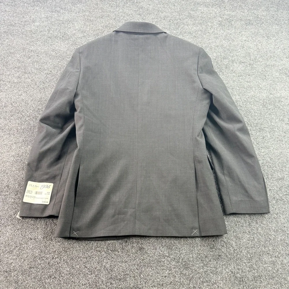 Jos A Bank 1905 Blazer Slim Fit Merino Wool Stretch Sport Coat dark‎ Grey Plaid